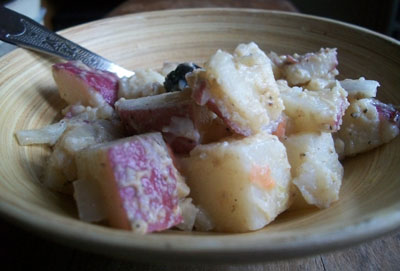 Vegan and Gluten Potato Salad with Black Olives
