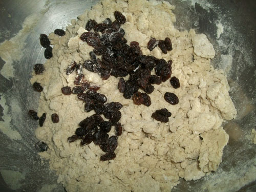 Soda bread ingredients combined.