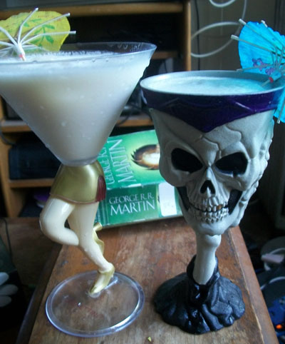 Rockette Glass and Skull Goblet.  Reading: Storm of Swords
