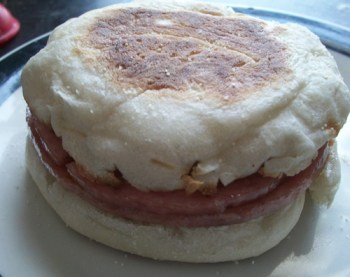 Pork Roll on English Muffin with Jam