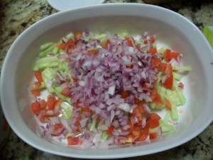 Cucumber, Tomato and Red Onion